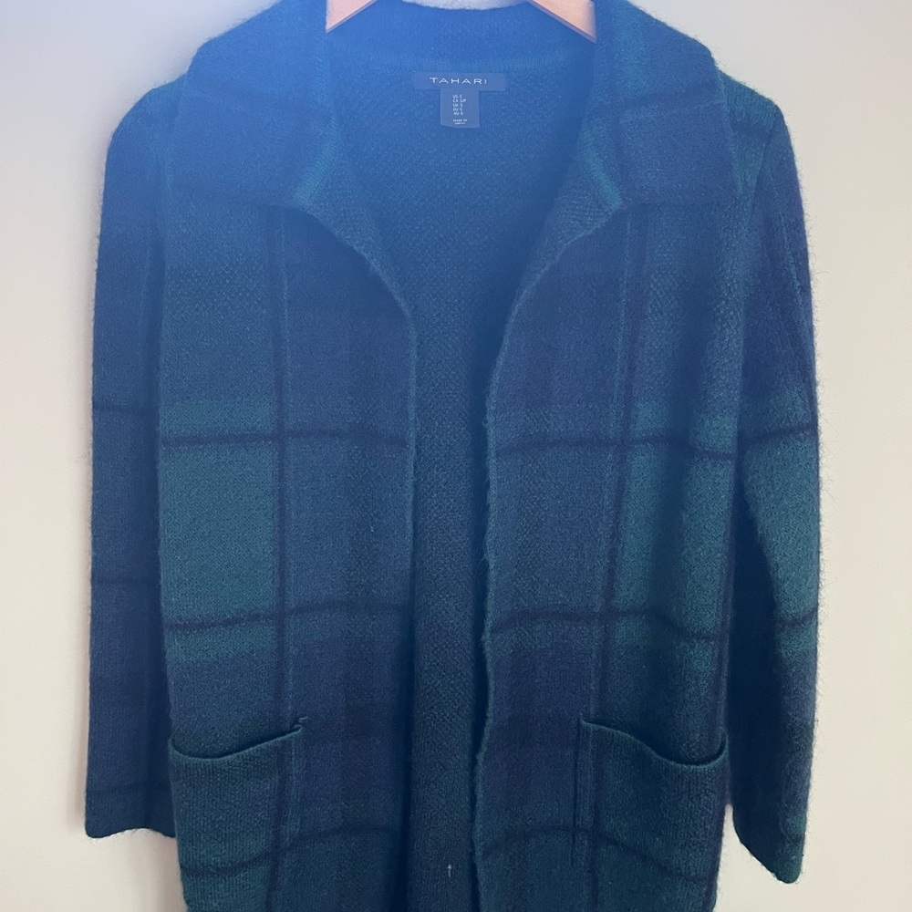 Tahari Dark Green Knit Sweater Cardigan